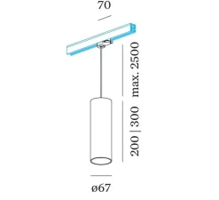 Suspension*Wever&Ducré Suspension sur rail, Ray on track 3.0 PAR16, , Ø6,7cm, H30cm - noir mat