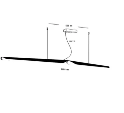 Suspension*Tunto Suspension, Swan, chêne, , L162cm, LED, 3000k, 2814lm - noir