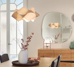 Suspension, Swirl SP, petite, abat-jour blanc ivoire, câble blanc, Ø54cm, H25cm - LZF