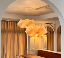 Suspension, Swirl SP, petite, abat-jour blanc ivoire, câble blanc, Ø54cm, H25cm - LZF