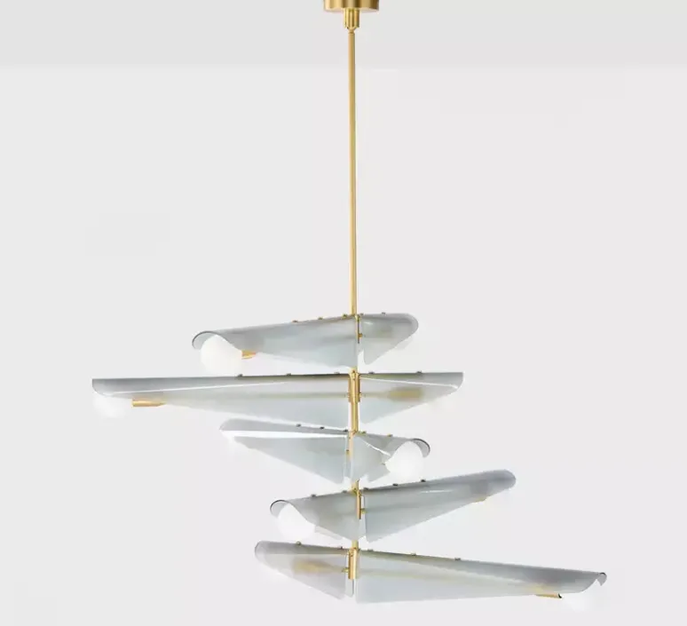 Suspension*Tala Suspension, Sycamore 5, , Ø140cm, H186cm - Laiton, verre gris