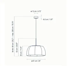 Suspension*Bover Suspension, Tanit S/61, , LED, 2700K, 2400lm, Ø61cm, H64cm - beige
