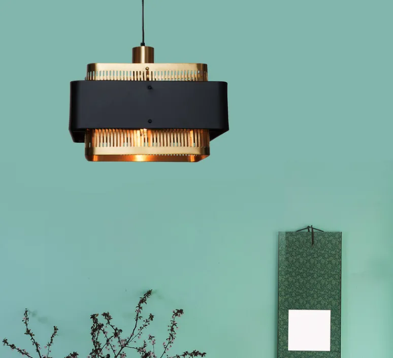 Suspension*Gong Suspension, Tarya Carré , , Ø40cm, H24cm - laiton, noir