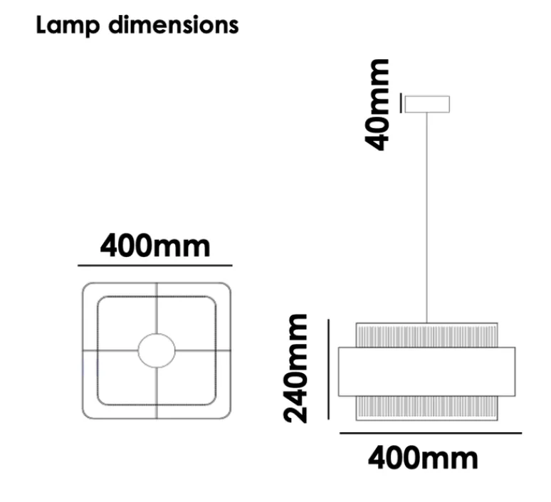 Suspension*Gong Suspension, Tarya Carré , , Ø40cm, H24cm - laiton, noir