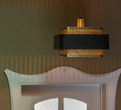 Suspension*Gong Suspension, Tarya Carré , , Ø40cm, H24cm - laiton, noir