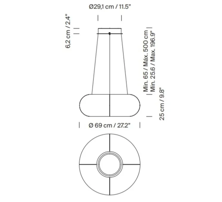 Suspension, Tekio Circular P4, papier Washi, LED, dim, 2200-2700K, 3050 lm, Ø69cm, H25cm - Santa & Cole