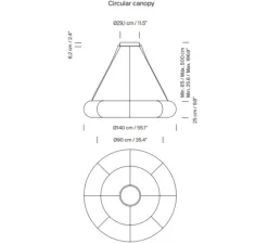 Suspension*Santa & Cole Suspension, Tekio Circular P8, , LED, dim, 2200-2700K, 8084 lm, Ø140cm, H25cm - papier Washi