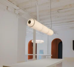 Suspension, Tekio Horizontal P3, circular canopy, papier Washi, LED, dim, 2200-2700K, 3128 lm, L173cm, H25cm - Santa & Cole