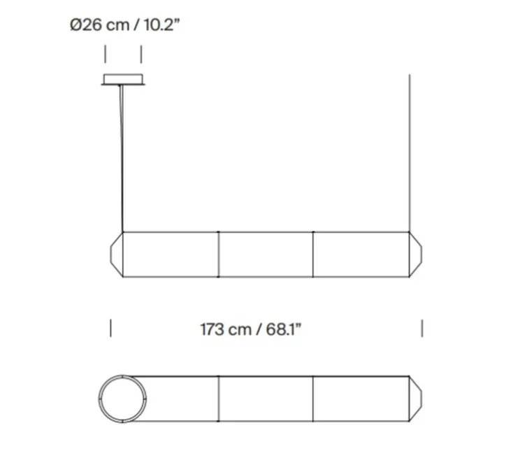 Suspension, Tekio Horizontal P3, circular canopy, papier Washi, LED, dim, 2200-2700K, 3128 lm, L173cm, H25cm - Santa & Cole