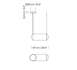 Suspension*Santa & Cole Suspension, Tekio Horizontal P1, circular canopy, , LED, dim, 2200-2700K, 1251 lm, L67cm, H25cm - papier Washi