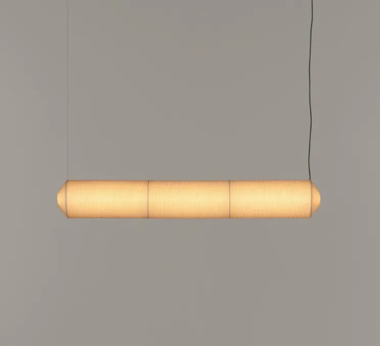 Suspension, Tekio Horizontal P3, circular canopy, papier Washi, LED, dim DALI, 2200-2700K, 3128 lm, L173cm, H25cm - Santa & Cole