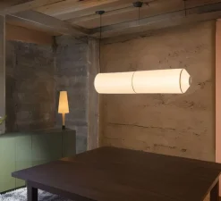 Suspension*Santa & Cole Suspension, Tekio Horizontal P2, circular canopy, , LED, dim, 2200-2700K, 2190 lm, L120cm, H25cm - papier Washi