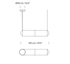 Suspension*Santa & Cole Suspension, Tekio Horizontal P2, circular canopy, , LED, dim, 2200-2700K, 2190 lm, L120cm, H25cm - papier Washi