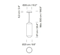 Suspension*Santa & Cole Suspension, Tekio Vertical P1, , LED, dim, 2700K, 1251 lm, Ø25cm, H67cm - papier Washi