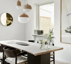 Suspension, Terho M, bois, tilleul, opalin, Ø24cm, H21,5cm - Mater