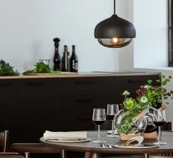 Suspension*Mater Suspension, Terho M, bois, tilleul, fumé, noir, Ø24cm, H21,5cm - bois, tilleul, opalin, noir