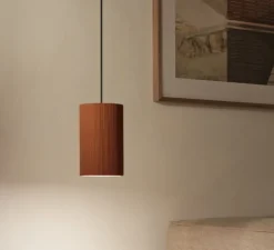 Suspension, Terra Big, lignes rouges, câble noir, IP44, LED, dim, 2700K, 800 lm, Ø13,2cm, H21cm - Pott