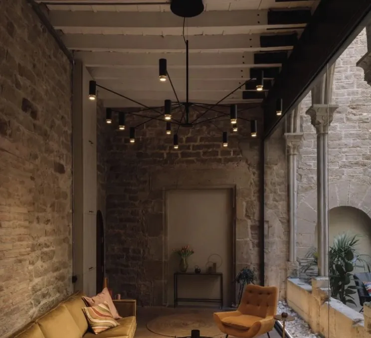 Suspension, The W, noir et or, LED, dim, 2700K, 9660 lm, Ø200cm, H74cm - Marset