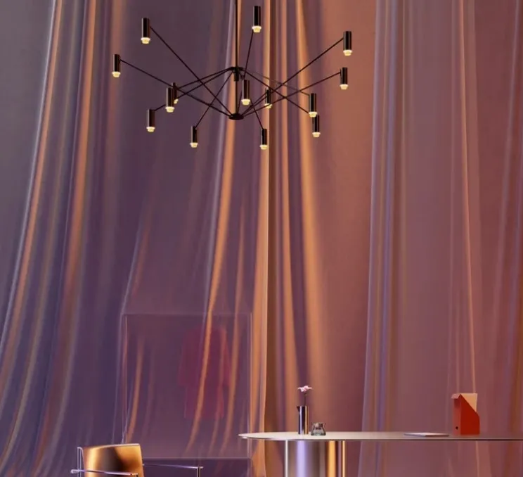 Suspension, The W, noir et or, LED, dim, 2700K, 9660 lm, Ø200cm, H74cm - Marset