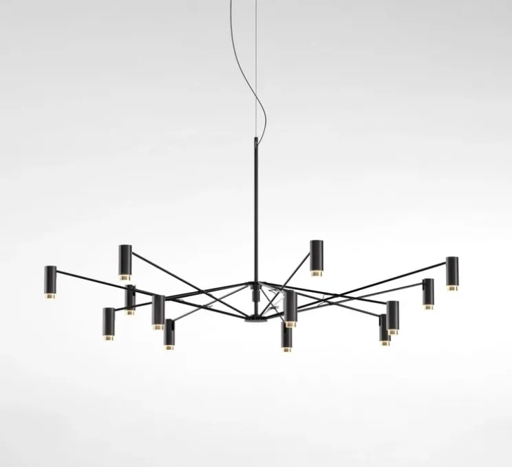 Suspension, The W, noir et or, LED, dim, 2700K, 9660 lm, Ø200cm, H74cm - Marset