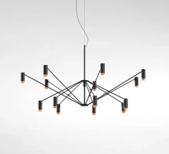 Suspension*Marset Suspension, The W, , LED, dim, 2700K, 9660 lm, Ø200cm, H74cm - noir et terre cuite