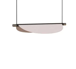 Suspension, Thula 562.21, corps noir, détail nickel, abat-jour cuir beige, IP40, LED, 2700K, 1500lm, L67cm, H11cm - Tooy