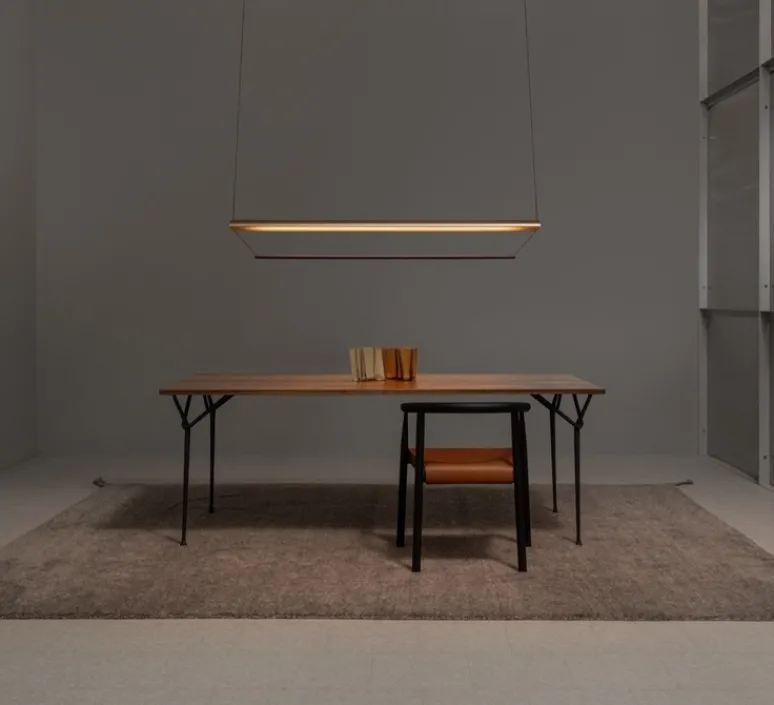 Suspension*A-N-D Suspension, Tier 150, cuivre anodisé, améthyste, LED, dim, 2700K, L150cm, H20cm - or anodisé, améthyste