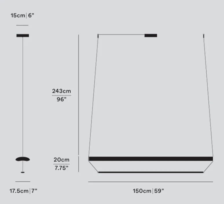 Suspension*A-N-D Suspension, Tier 150, cuivre anodisé, améthyste, LED, dim, 2700K, L150cm, H20cm - or anodisé, améthyste