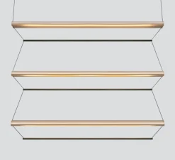 Suspension, Tier 150, vertical, or anodisé, vert émeraude, LED, dim, 2700K, L150cm, H120cm - A-N-D