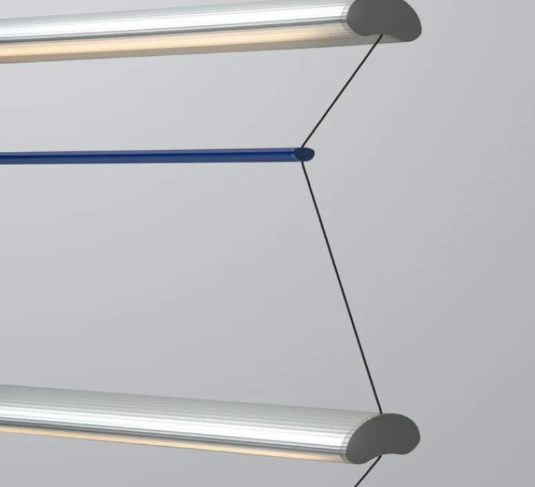 Suspension*A-N-D Suspension, Tier Grid 150, , LED, dim, 2700K, L300cm, H70cm - argent anodisé, bleu saphir