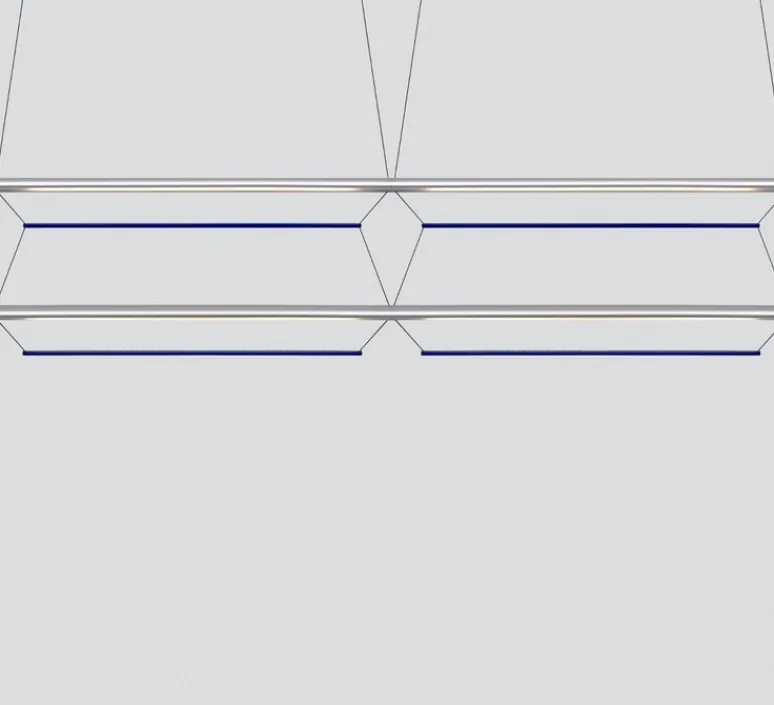 Suspension*A-N-D Suspension, Tier Grid 150, , LED, dim, 2700K, L300cm, H70cm - argent anodisé, bleu saphir