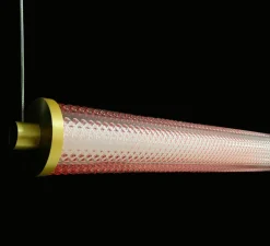 Suspension, Tiffany horizontale, rose spinelle, LED, dim, 2700K, 1800 lm, L67cm, H9,25cm - Elements lighting