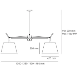 Suspension, Tolomeo Suspension Basculante 2 Bracci, blanc, Ø42cm, H29cm - Artemide