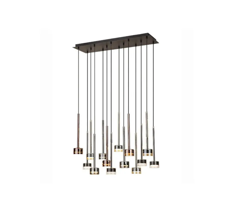 Suspension*Mantra Suspension, Tonic 14 lights, , L90cm, H50cm - transparent, chrome, bronze et cuivre