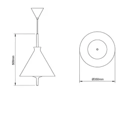 Suspension, Totana 35, rouge mat, câble noir, IP44, LED, dim, 2700K, 1200 lm, Ø35cm, H50cm - Pott
