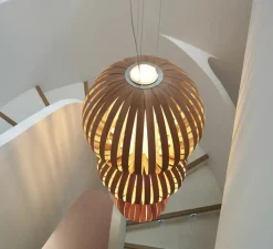 Suspension*LZF Suspension, Totem S, bois, cerisier naturel, LED, 3000K, 1795lm, Ø73cm, H155cm - hêtre