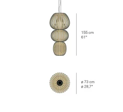 Suspension*LZF Suspension, Totem S, bois, cerisier naturel, LED, 3000K, 1795lm, Ø73cm, H155cm - hêtre
