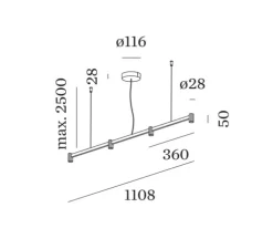 Suspension, Trace 1.0, noir, LED, dim, 2700K, 720 lm, L110,8cm, H5cm - Wever&Ducré