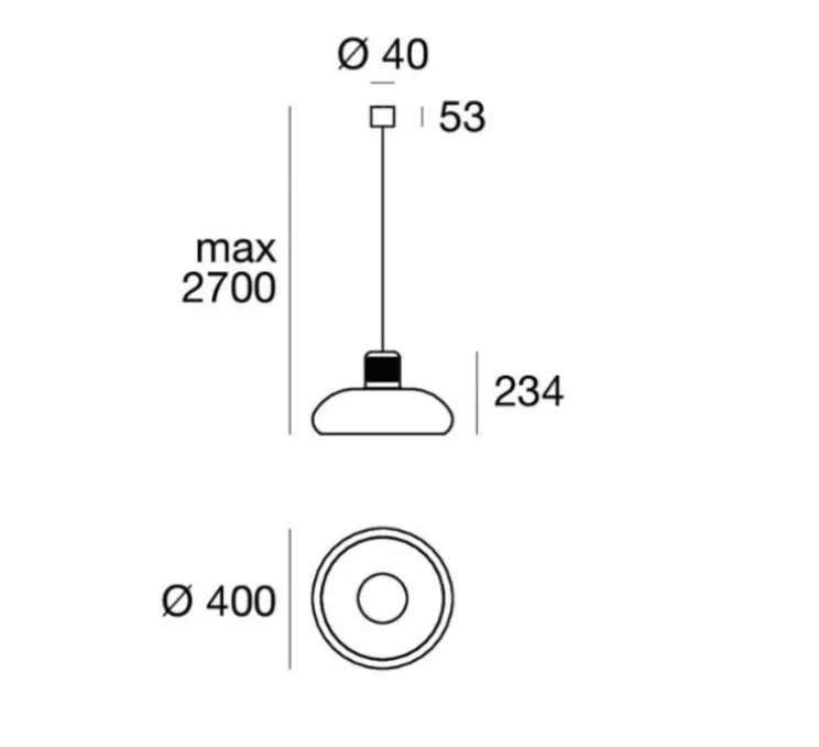Suspension, Trepiù, noir, chrome, LED, dim, 3000K, 2535 lm, Ø40cm, H23,4cm - Stilnovo