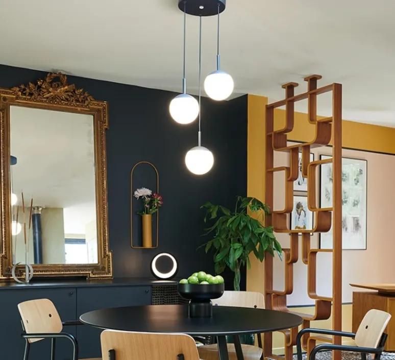 Suspension*Fermob Suspension, Triple D25 MOOON!, , IP42, LED, 5000K, 1050 lm, Ø25cm, H115cm - Bleu Acapulco