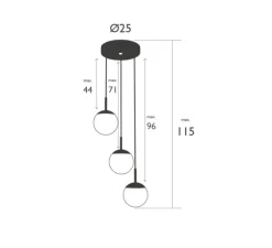 Suspension, Triple D25 MOOON!, Cerise Noire, IP42, LED, 5000K, 1050 lm, Ø25cm, H115cm - Fermob