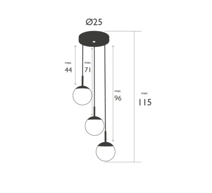 Suspension, Triple D25 MOOON!, Cerise Noire, IP42, LED, 5000K, 1050 lm, Ø25cm, H115cm - Fermob