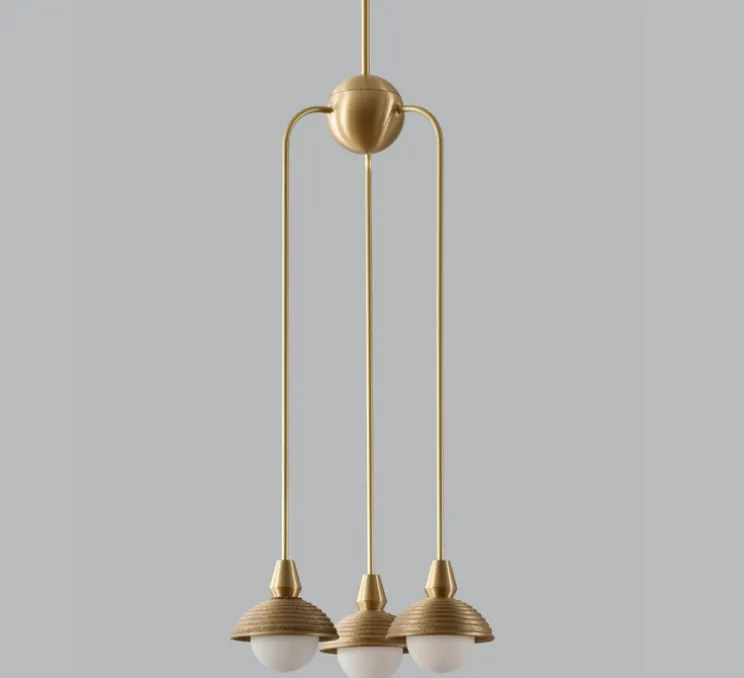 Suspension, Triple, Eos L, laiton brossé, Ø15,7cm, H90cm - Bert franck