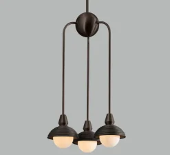 Suspension*Bert frank Suspension, Triple, Eos S, bronze foncé, Ø15,7cm, H70cm - Bert franck bronze brossé