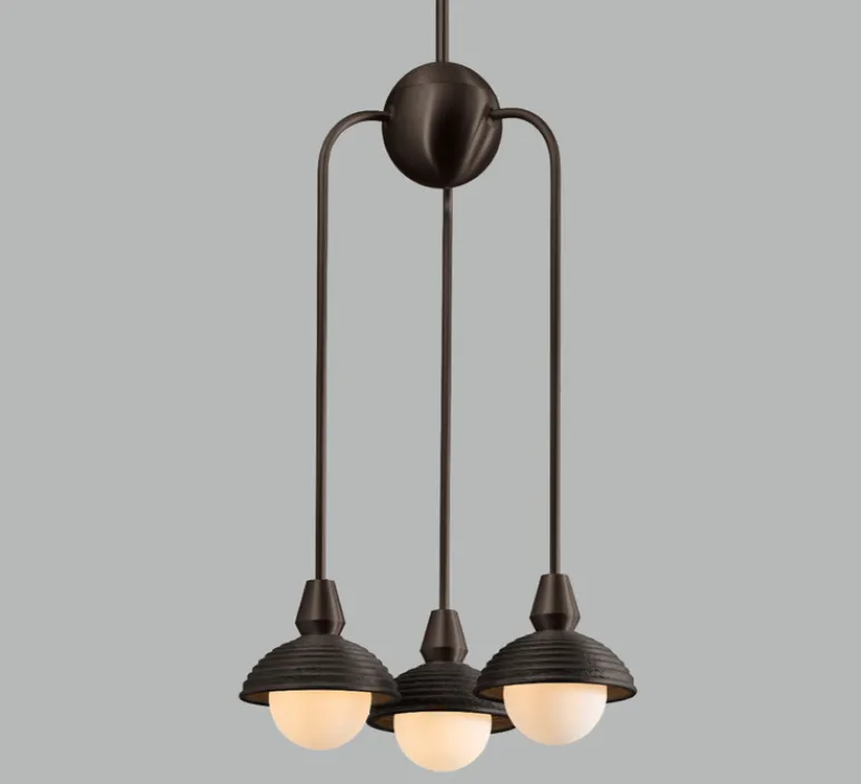 Suspension*Bert frank Suspension, Triple, Eos S, bronze foncé, Ø15,7cm, H70cm - Bert franck bronze brossé