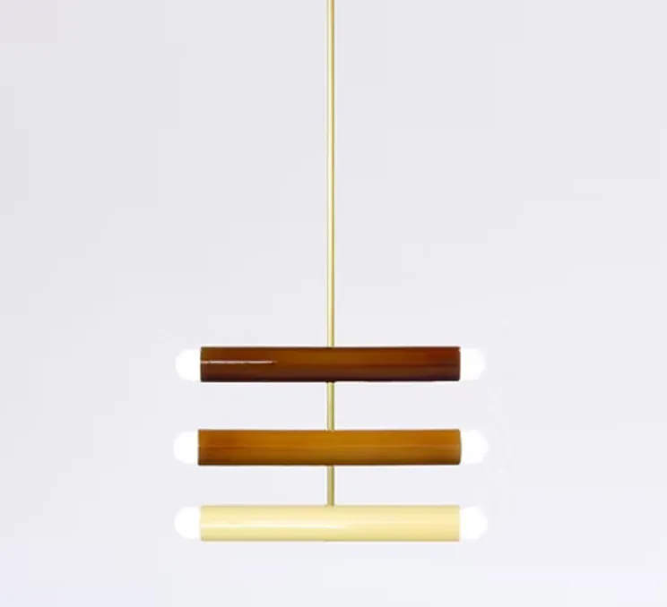 Suspension, TRN C4, marron, ochre, jaune pâle, L36cm, H25cm - Pani Jurek