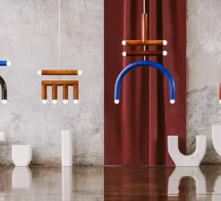 Suspension*Pani Jurek Suspension, TRN F2, , L58cm, H85cm - ocre, marron, bleu cobalt