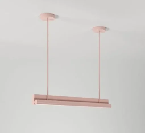 Suspension, Tube and rectangle, rose, LED, 2700K, lm, L90cm, H73,5cm - Atelier Areti