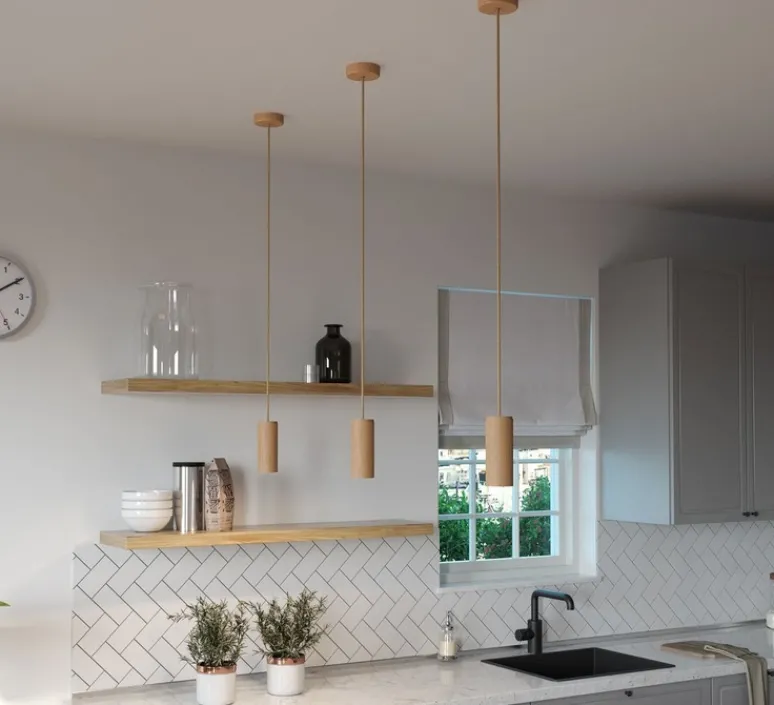 Suspension*Creative Cables Suspension, Tub-E14, , Ø6cm, H15cm - bois