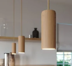 Suspension*Creative Cables Suspension, Tub-E14, , Ø6cm, H15cm - bois